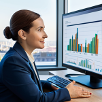 A professional wealth manager, an adult woman with a warm, approachable expression, fully clothed in a modest business suit, sits across a sleek, modern desk from an adult client in a professional setting. The manager gestures towards a holographic display showing dynamic financial data visualizations and growth charts, while maintaining empathetic eye contact with the client. The office features large windows overlooking a city skyline, with subtle, futuristic elements. The overall atmosphere is one of trust and innovation. Safe for work, appropriate content, fully clothed, perfect anatomy, correct proportions, natural pose, well-formed hands, proper finger count, natural body proportions, high quality, professional photography, digital art, family-friendly.