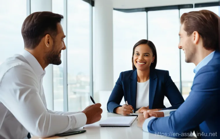 자산관리사로서의 자기계발 전략 - **"A diverse, professional female financial advisor (30s-40s) in a modern, brightly lit office, enga...