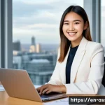 자산관리사 시험과 금융 관련 자격증 비교 - **Prompt:** A young woman wearing a professional blazer and a knee-length pencil skirt, sitting at a...