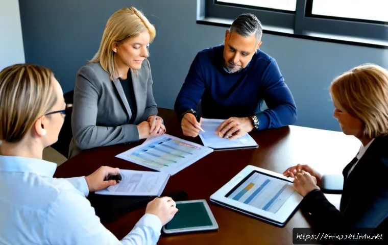 자산관리사 실무 교육 과정 - Photorealistic financial advisor training workshop in a modern American classroom, diverse adult pro...